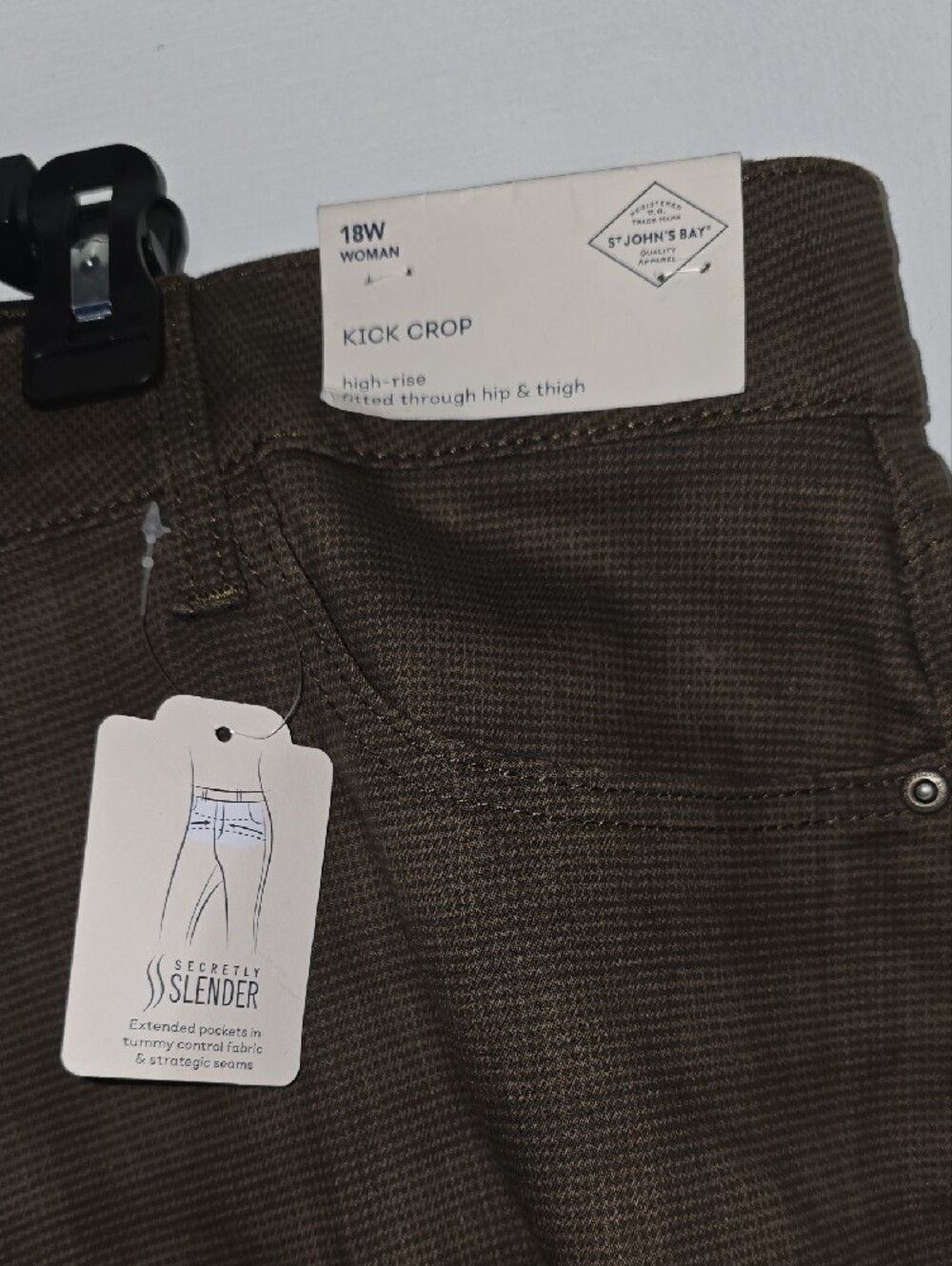 St. John's Bay Brown Plaid Kick Crop Pants Size 18W - Picture 3 of 11